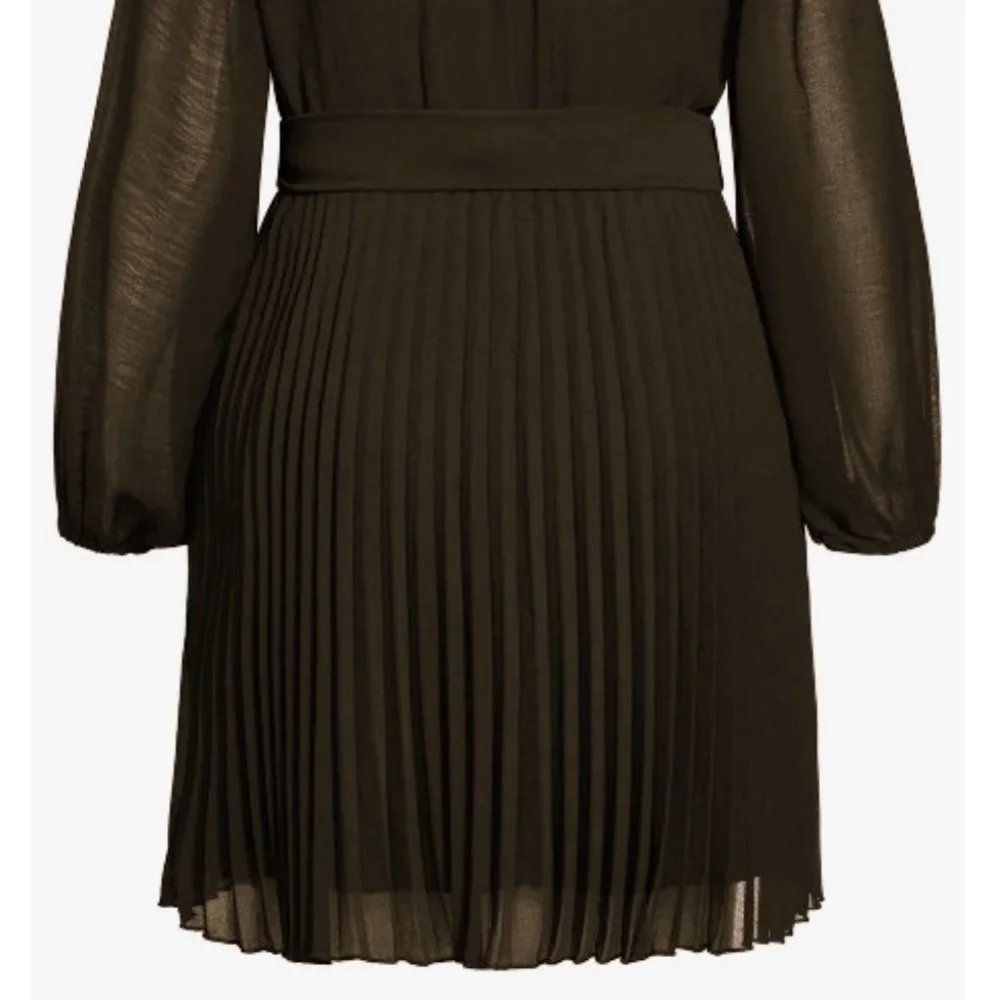 NWT City Chic Blair Black Sheer Pleated Dress 20 - Picture 8 of 12